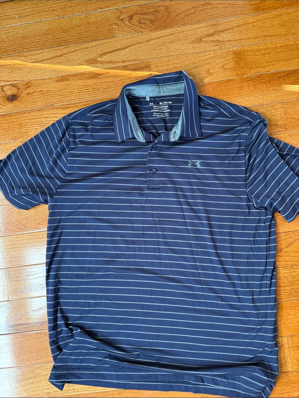 Under Armour Men’s Navy with Light Gray Striped Polo